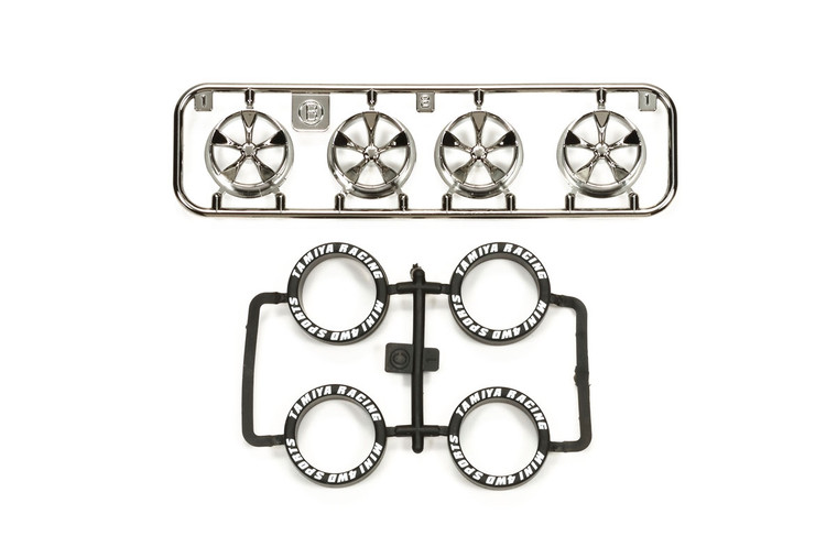 Tamiya - JR LP Tire/Wheel (5-Spoke) Black Plated - 95330