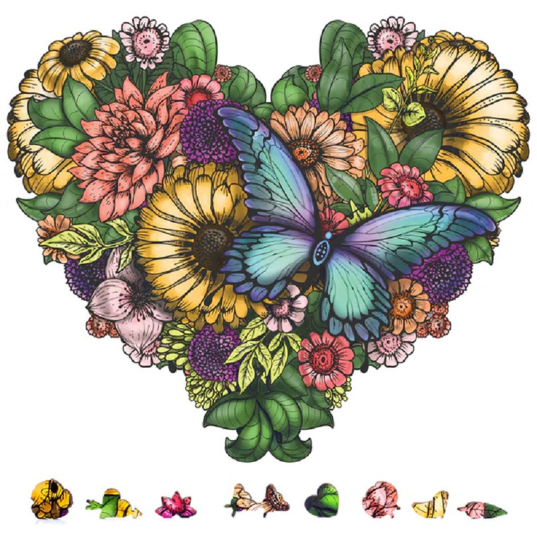 ZenChalet Puzzles - Flower Heart Wooden Puzzle 200 Pcs - FH200 ZenChalet Puzzles - Flower Heart Wooden Puzzle 200 Pcs - FH200