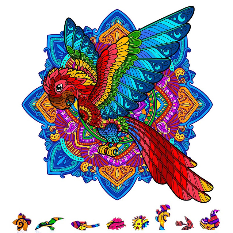 ZenChalet Puzzles - Parrot Wooden Puzzle 200 Pcs - P200 ZenChalet Puzzles - Parrot Wooden Puzzle 200 Pcs - P200