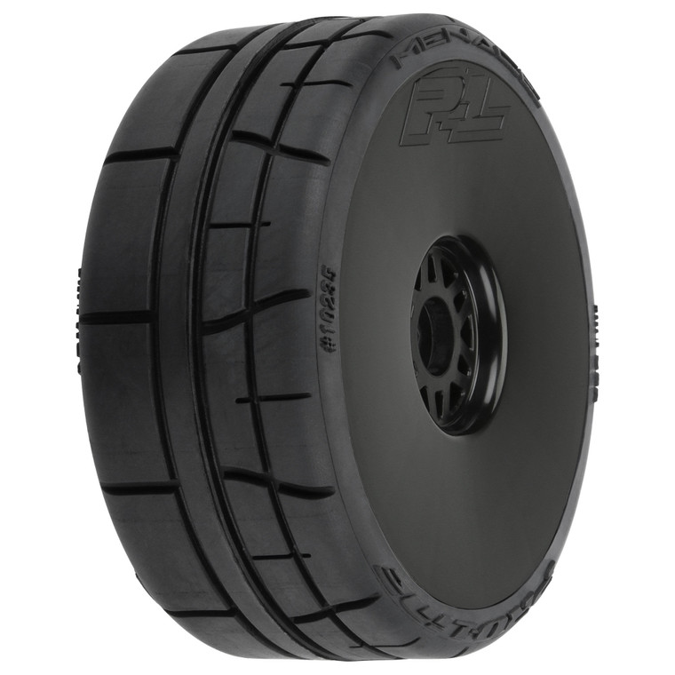 Pro-line Racing - Menace HP BELTED Speed Run 1:8 Tires Mounted on Mach 10 Black 17mm Wheels (2) for Front or Rear - 1023510