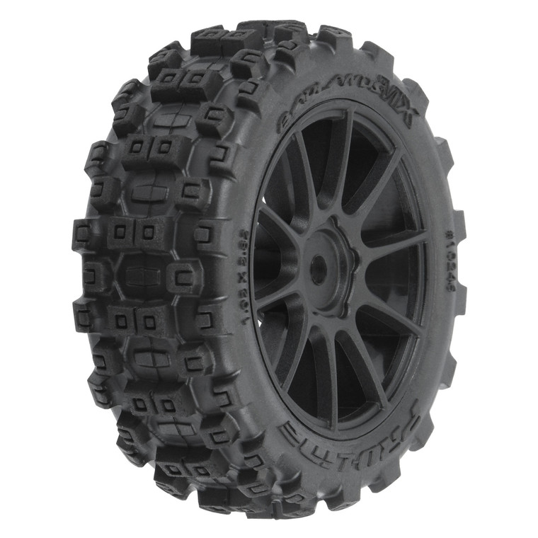 Pro-line Racing - Badlands MX 1.9" All-Terrain Buggy Tires (4) Mounted on Mach-10 Black 1.9" 12mm Hex Wheels for Typhon GROM 4x4 Front or Rear - 1024610