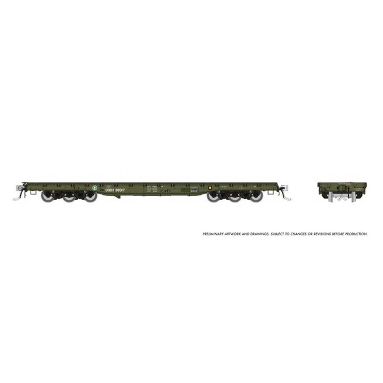 Rapido Trains - HO Magor 54ft Flatcar: DODX - Late Scheme: Single Car - 199004A Rapido Trains - HO Magor 54ft Flatcar: DODX - Late Scheme: Single Car - 199004A