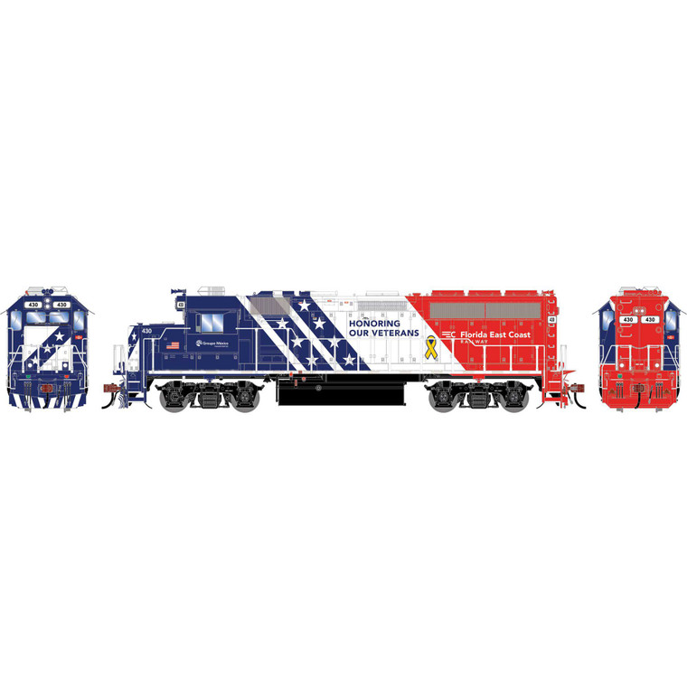 Athearn - HO GEN GP40-2 Locomotive, FEC 'Honoring Our Veterans' #430 - G-1746