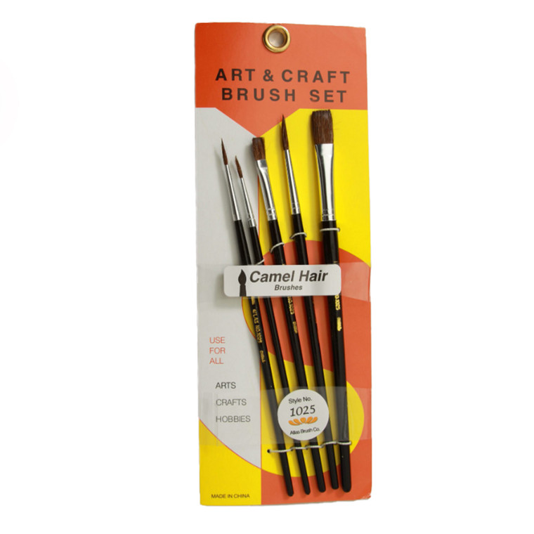 Atlas Brushes - Camel Hair Brushes, in 5 Sizes - 1025 Atlas Brushes - Camel Hair Brushes, in 5 Sizes - 1025