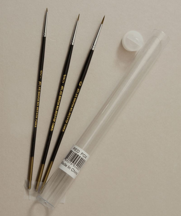 Atlas Brushes - Red Sable Detail Brush Set, 3 Sizes - REDFOX