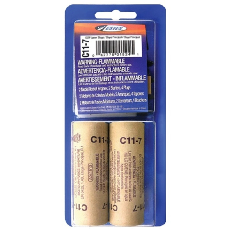 Estes Rockets - C11-7 Model Rocket Engines (2pk) - 1524 Estes Rockets - C11-7 Model Rocket Engines (2pk) - 1524