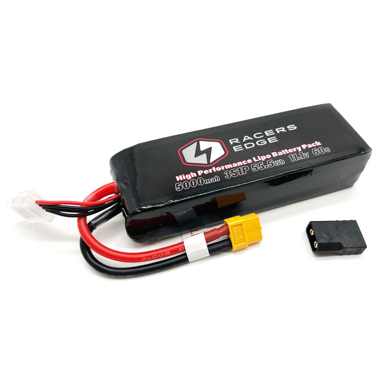 Racers Edge - 5000mAh 3S 11.1V 60C Soft Pack Lipo Battery XT60 w/TRX Adapt - LP50003S60T