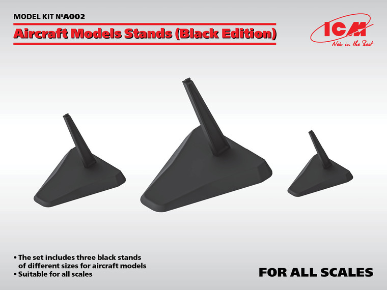 ICM Models - Display Stands Aircraft Black 3pk - A002
