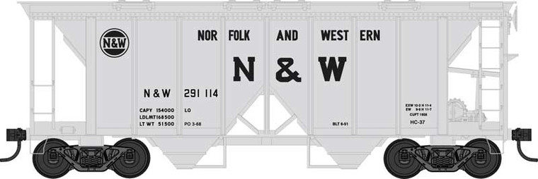 Bowser - Ho 70t 2-Bay Cvd Hopper N&W 291177 - 43622