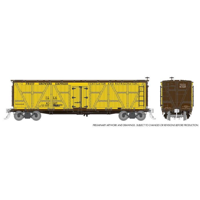 Rapido Trains - HO R7 Wood Reefer FGE Brown Roof 1922 - 177202A