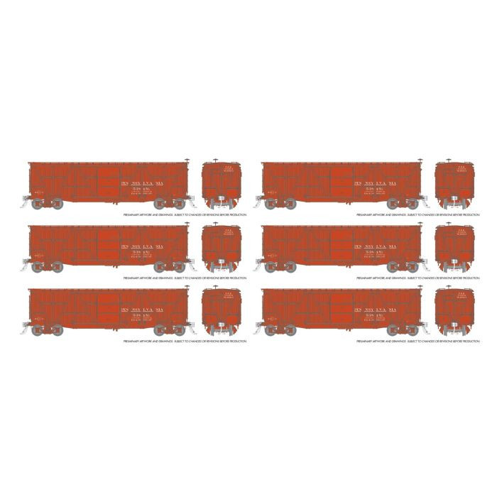 Rapido Trains - HO X23 40' Wood Boxcar PRR Early 6pk - 177004