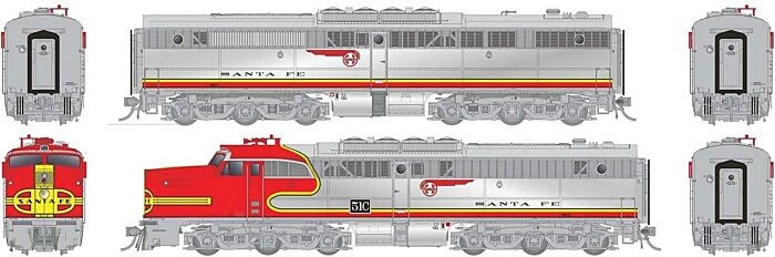 Rapido Trains - HO PA-1 + PB-1 AT&SF 51A + 51C - 23046