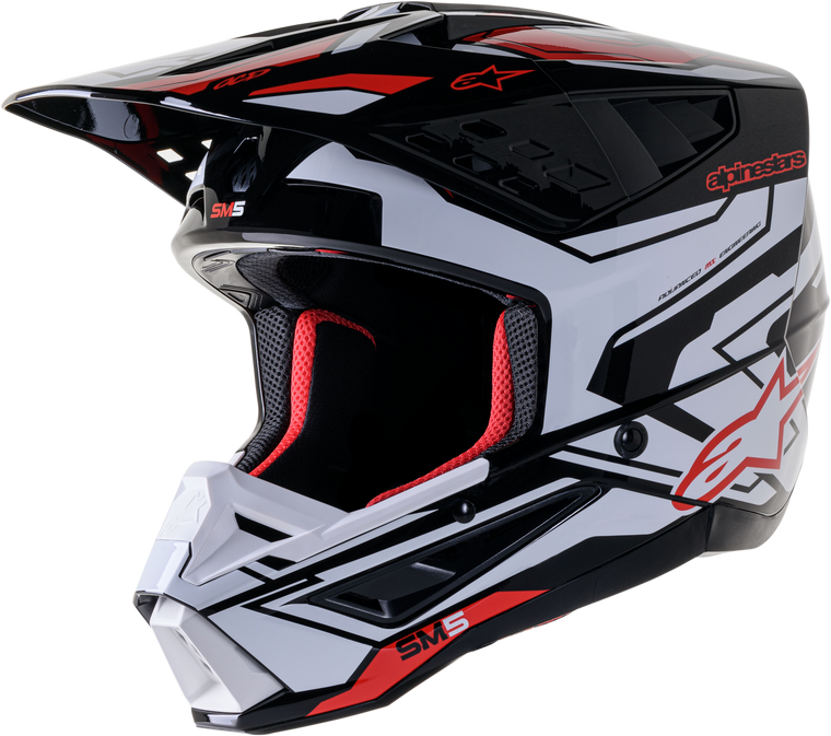 Alpinestars - S-m5 Action 2 Helmet Blk/wht/brt Rd Glossy Xl - 8306123-1304-XL