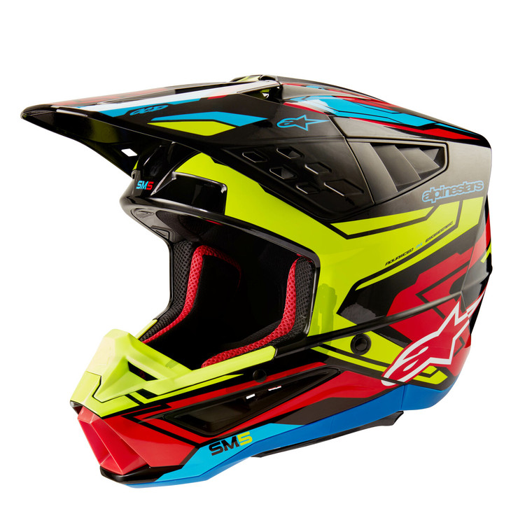 Alpinestars - S-m5 Action 2 Helmet Blk/ylw Fluo/brt Rd Glossy Sm - 8306123-1533-S