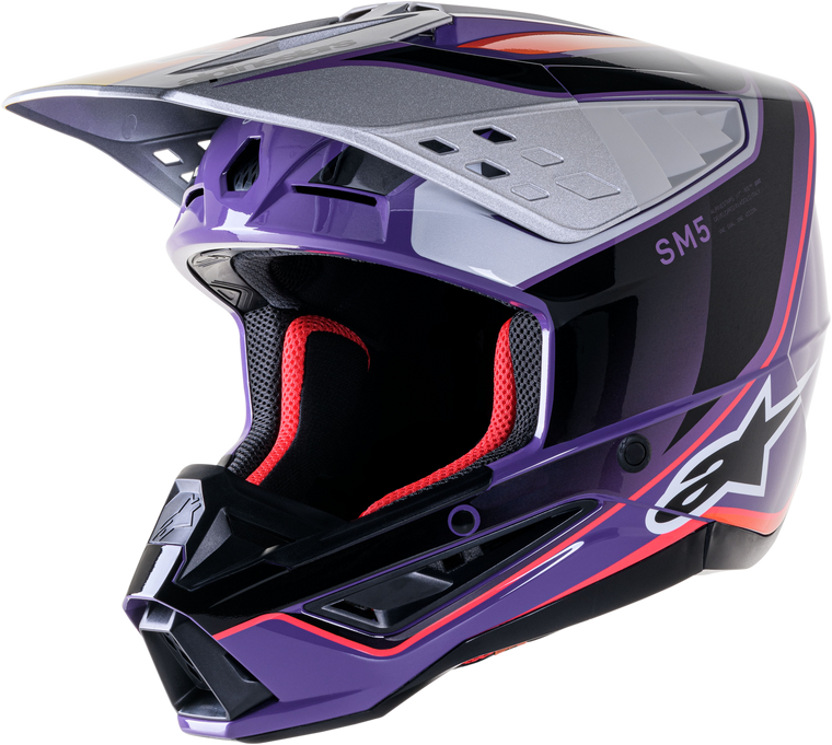 Alpinestars - S-m5 Sail Helmet Violet/blk/slvr Glossy Xs - 8306823-3919-XS