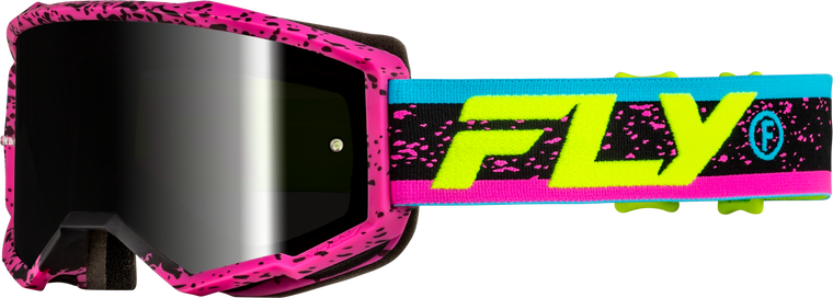 Fly Racing - Yth Zone Goggle Pnk/blk/hi-vis W/ Black Mirror/smoke Lens - 37-51528Y