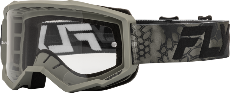 Fly Racing - Youth Focus Se Kryptek Goggle Moss Grey/black W/ Clear Lens - 37-51159Y