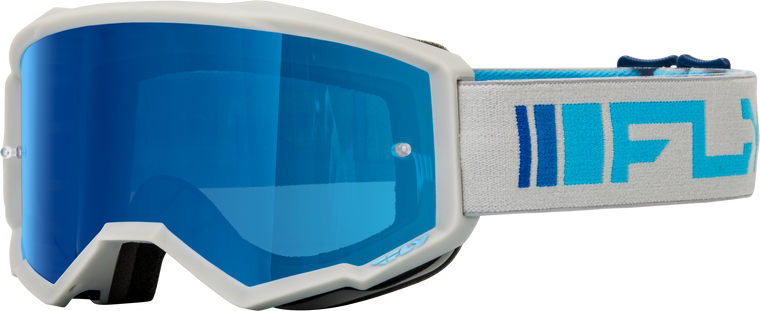 Fly Racing - Youth Zone Goggle Silver/blue W/ Dark Blue Mirror/smoke Lens - 37-51523Y