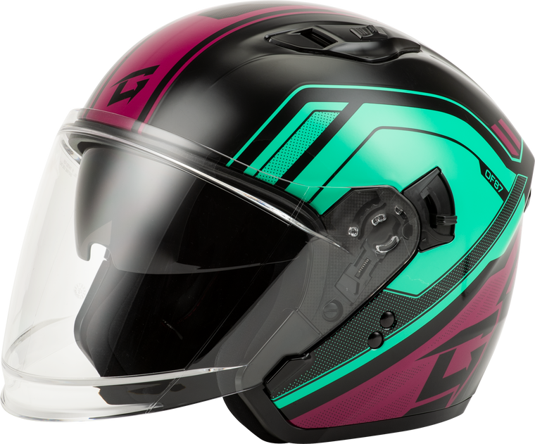 Gmax - Of-87 Duke Helmet W/led Light Blk/aqua/coral Xl - O11871177