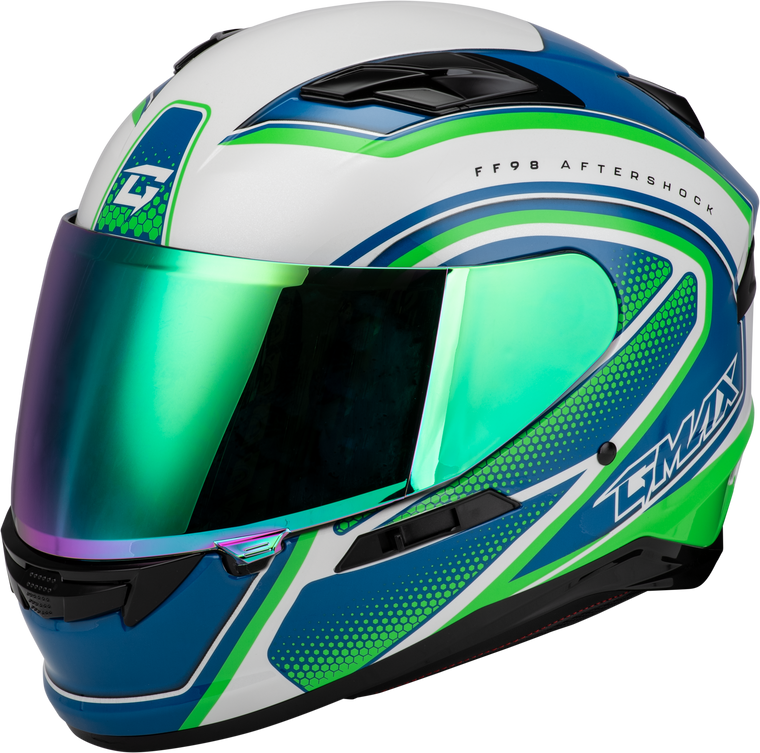 Gmax - Ff-98 Aftershock Helmet White/neon Green Xl - F1984797-DOT