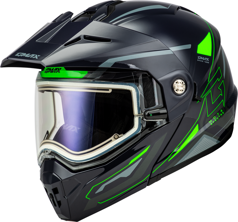 Gmax - Md-74s Spectre Snow Helmet W/ Elec Shield Grey/neon Green Xs - M10742763