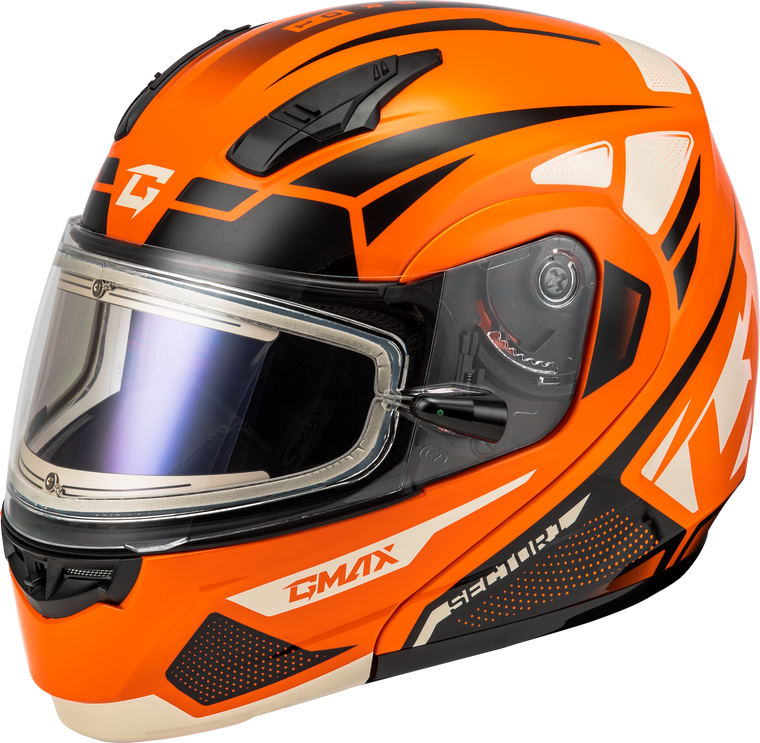 Gmax - Md-04s Sector Snow Helmet W/ Electric Shield Orange/blk Xs - M4043283