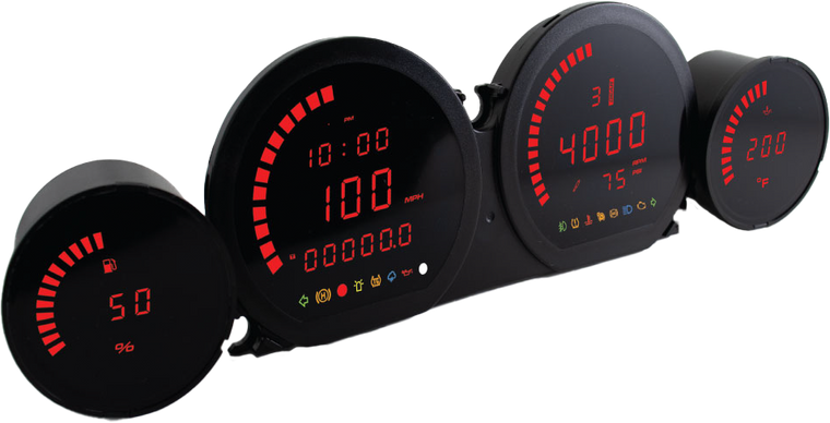 Koso - 4 Piece Red Led Gauges `14-22 Flht Flhx Fltr - BA064921