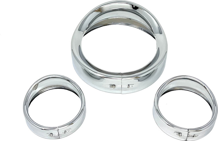 Letric Lighting Co - 7" Show Chrome Head/pass Lights  Frenched Visor Kit - LLC-7HPB-CK