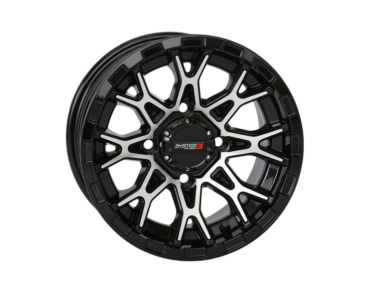 System 3 - St6 Wheel 14x7 4+3 (+10mm) 4/156 Gloss Black/machined - 14S3-6055