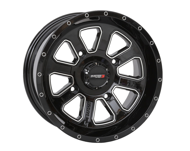 System 3 - St4 Wheel 14x7 4+3 (+10mm) 4/110 Gloss Black/machined - 14S3-4110