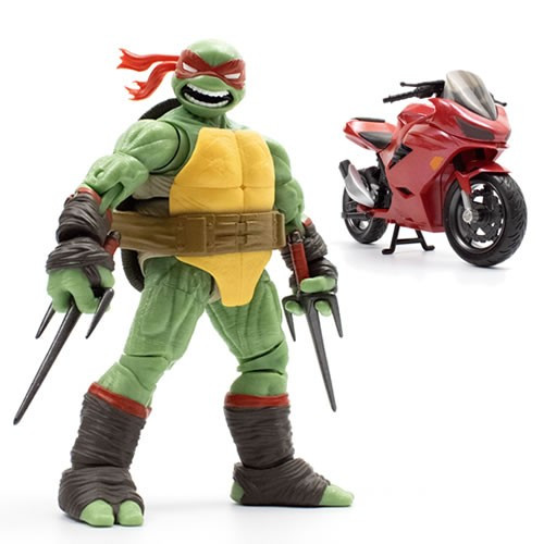 The Loyal Subjects - BST AXN Best Action Figures - TMNT - IDW Comics - 5" Raphael & Metallic Sport Bike (GID)
