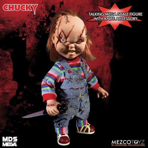 Mezco Toyz - M.D.S. Figures - Bride Of Chucky - 15" Mega Scale Scarred Chucky Talking Doll