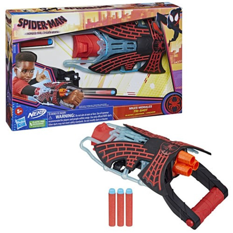 Hasbro Inc - Spider-Man: Across The Spider-Verse Roleplay - Nerf - Miles Morales Tri-Shot Blaster - AS00 - 4 Pack