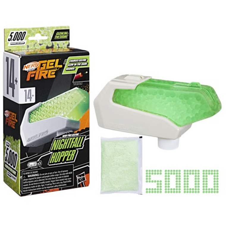 Hasbro Inc - Nerf Pro - Gelfire Nightfall Hopper w/ 5000 Glow In The Dark Rounds - USE0 - 4 Pack