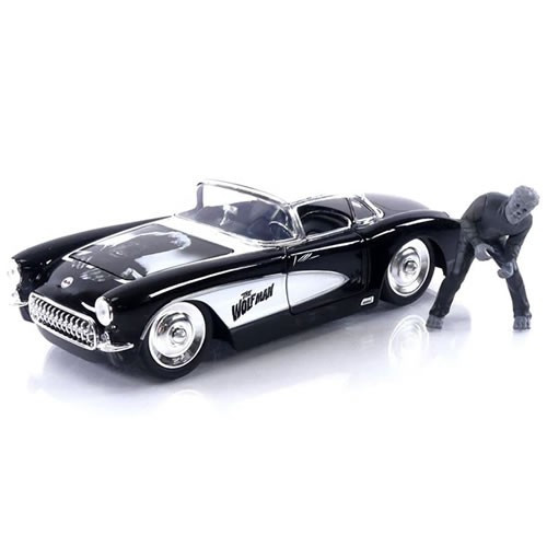 Jada Toys, Inc - 1:24 Scale Diecast - Hollywood Rides - Universal Monsters - 1957 Corvette w/ The Wolfman - 4 Pack