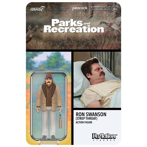 Super7 - ReAction Figures - Parks And Recreation - Wave 04 - Ron Swanson (Strep Throat) - 4 Pack