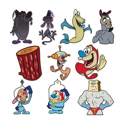 Kidrobot - Pins & Buttons - Ren & Stimpy - 20pc Enamel Pins Display - 20 Pack