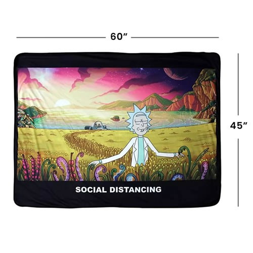 Just Funky - Rick And Morty Accessories - Social Distancing Fleece Throw Blanket (45" x 60") - 2 Pack