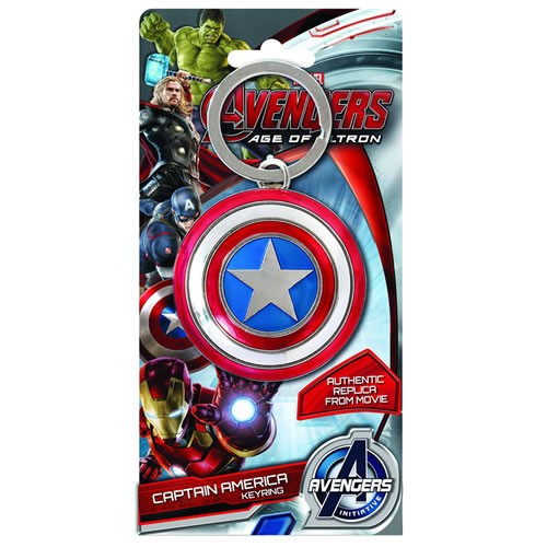 Monogram International - Marvel Keychains - Avengers 2 Age Of Ultron Movie - Captain America Shield Colored Pewter - 6 Pack