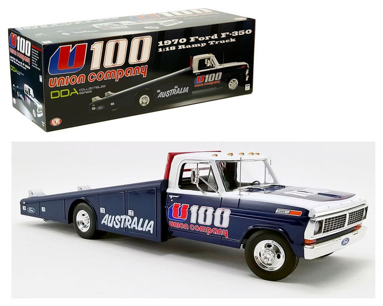 Acme 1:18 1970 Ford F-350 Ramp Truck U100 Union Company (blue/white)- Diecast