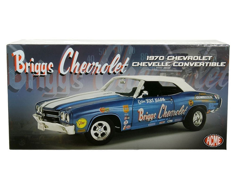 Acme 1:18 1970 Chevrolet Chevelle Ss Convertible Briggs Chevrolet Blue With White Stripes Limited 1 Of 774- Diecast