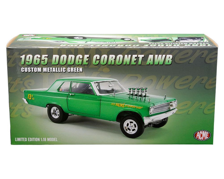 Acme 1:18 1965 Dodge Coronet Awb (custom Metallic Green) Limited Edition 1 Of 450 Pieces- Diecast