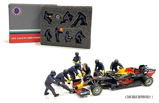 American Diorama 1:43 F1 Pit Crew Figures Team Blue (7 Figures)- Diecast