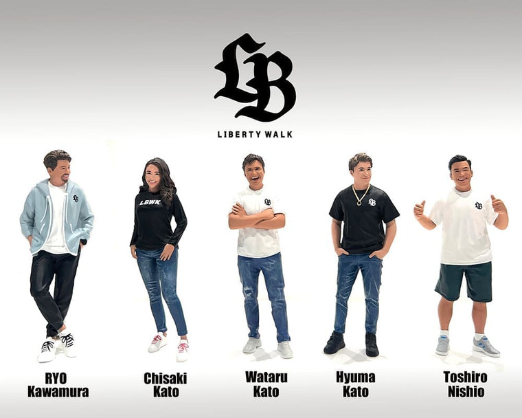 American Diorama 1:18 Figures Team Liberty Walk (set Of 5 Figures) Mijo Exclusives- Diecast