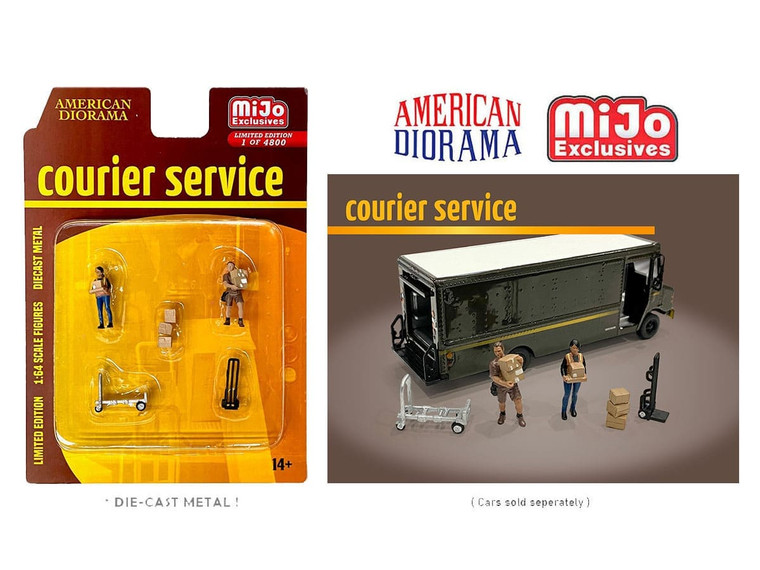 American Diorama 1:64 Courier Service Figure Set Mijo Exclusives Limited 4,800 Pcs- Diecast