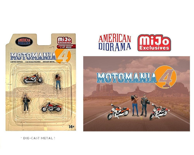American Diorama 1:64 Figures Motomania 4 Mijo Exclusives- Diecast