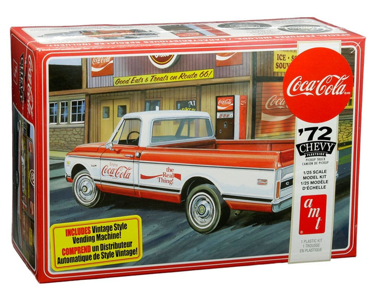 Amt Model Kit 1:25 1972 Chevrolet Fleetside Pickup Truck With Vending Machine & Crates Coca-cola- Diecast