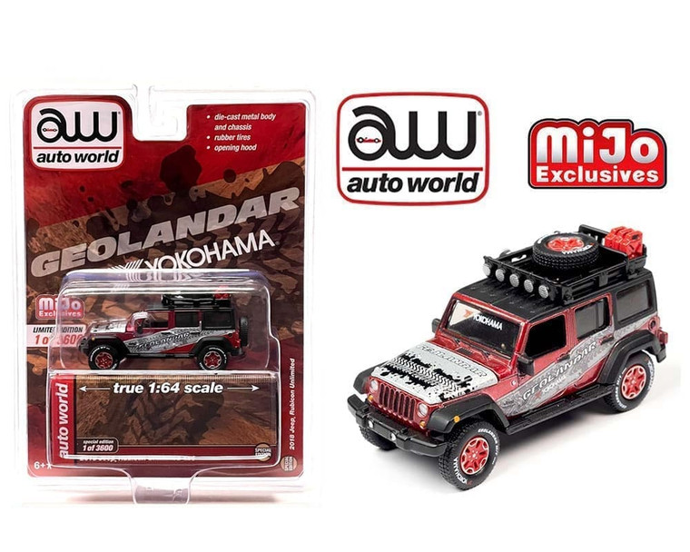 Auto World 1:64 Mijo Exclusives 2018 Jeep Wrangler Rubicon Unlimited 4ã4 Yokohama Geolandar Livery Limited 3,600 Pcs- Diecast