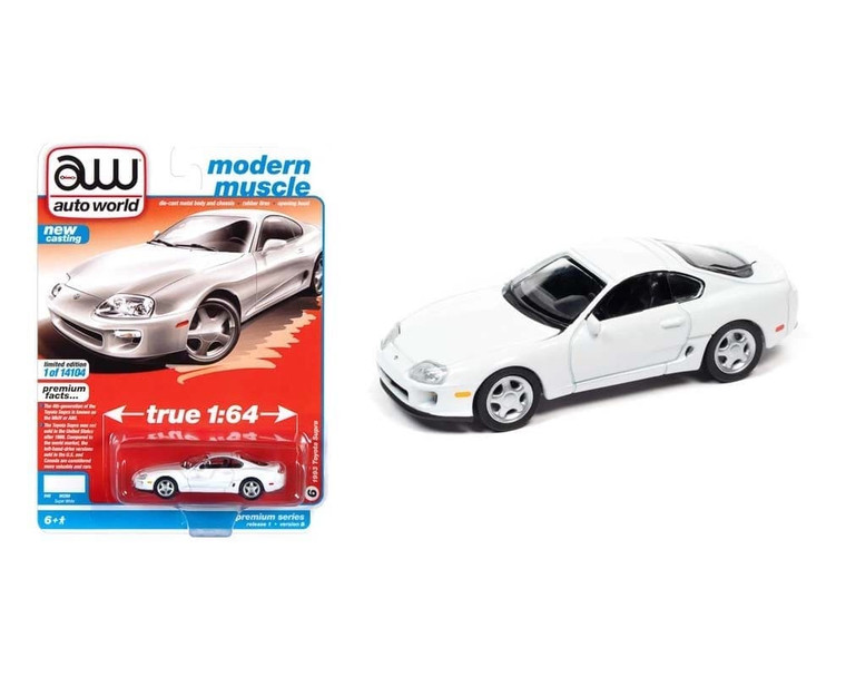 Auto World 1:64 1993 Toyota Supra (super White) Premium 2021 Release 1 Version B- Diecast