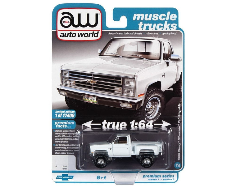 Auto World 1:64 Premium 1986 Chevrolet Silverado K10 Stepside 4ã4 Solid Pack- Diecast